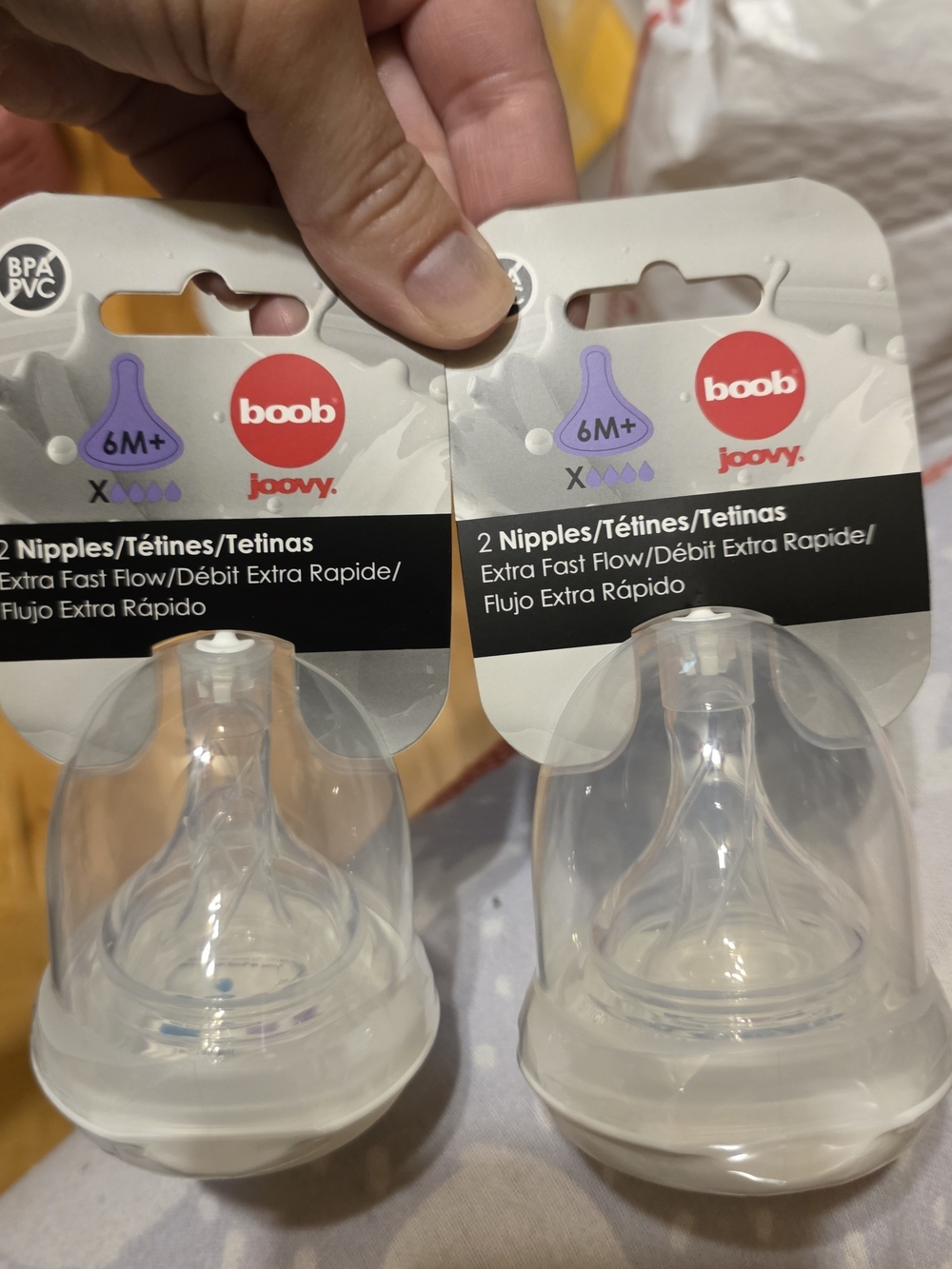 boob by Joovy Clear Extra Fast Flow Silicone Nipples - 6M+ (2 Pack)